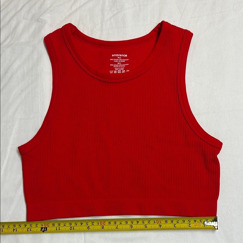 Ambiance Red Fitted Crop Tank Top